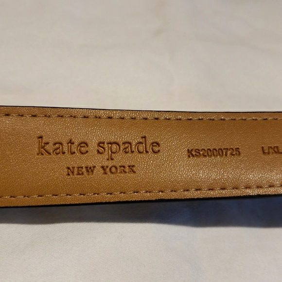 Kate Spade leather belt. 1" Stitched Edge Black, Pinmount Logo. - Picture 2 of 10